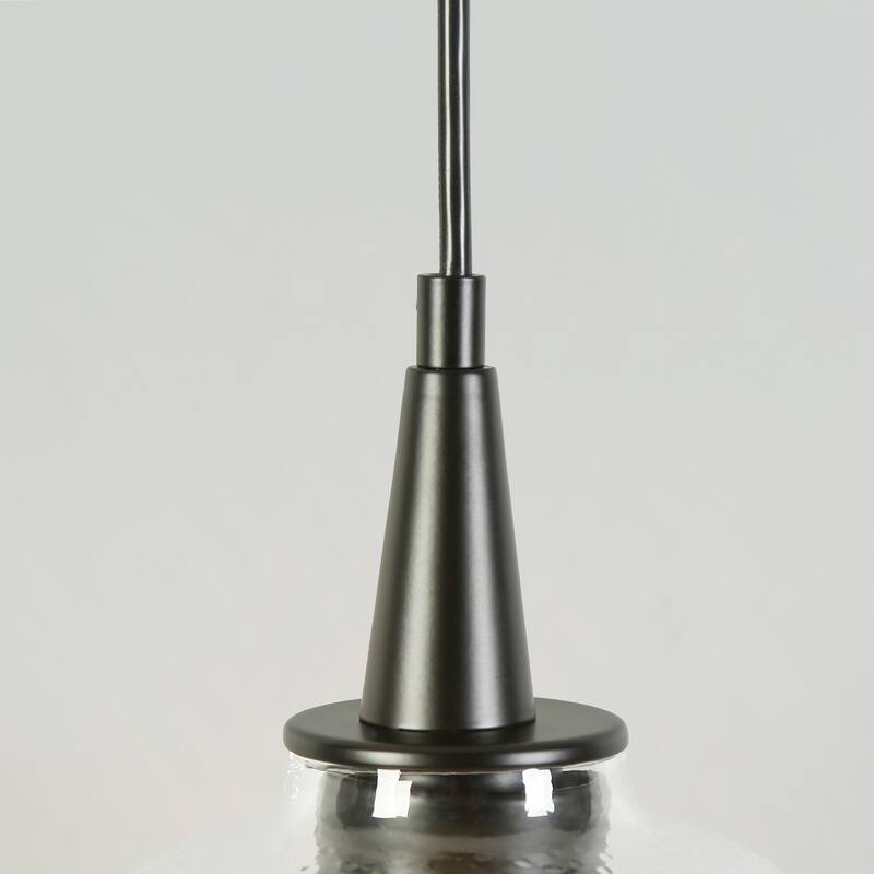 Modern Farmhouse 1-Light Black Pendant Hammered Glass Island Lights for Dining Room