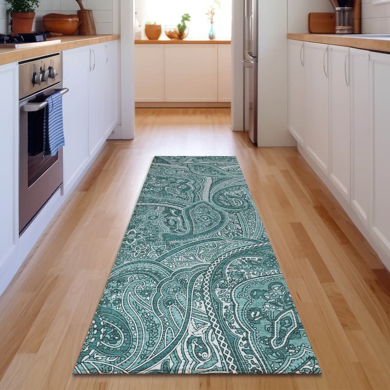 Premium Washable Super Soft Traditional Paisley Mayfield Rug - Teal - 2' 3" x 7' 6" - Runner