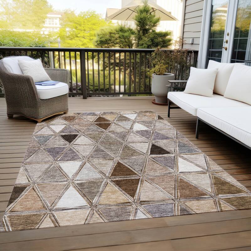 Machine Washable Indoor/ Outdoor Chantille Modern Diamonds Rug