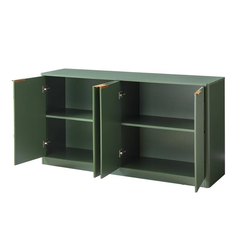 59" Modern Wavy 4 Doors Storage Cabinet With Storage Function