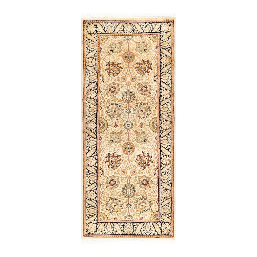 Overton Handknotted Wool Traditional Oriental Beige Runner