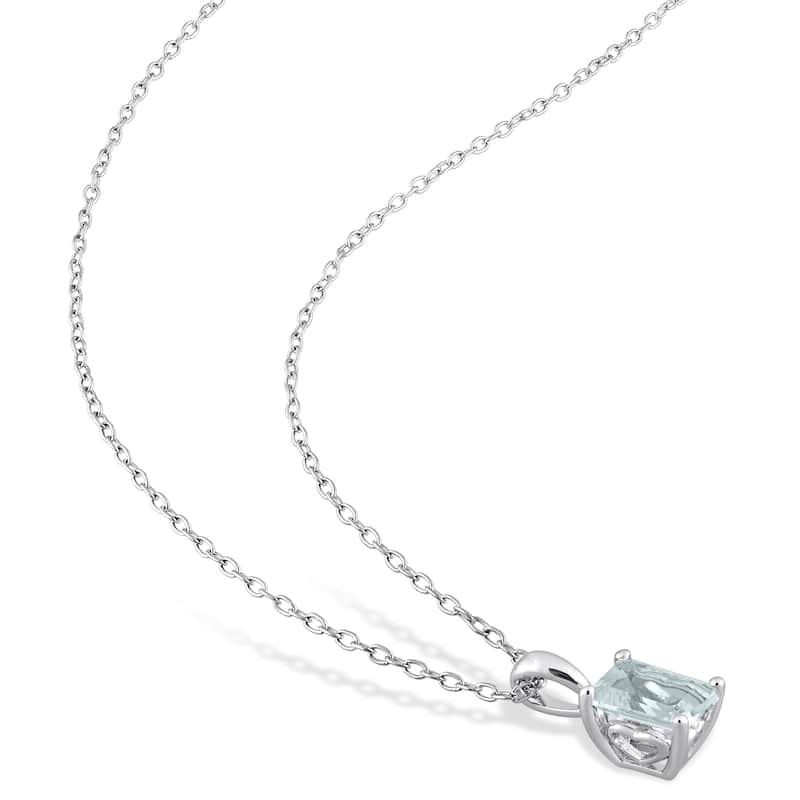 Miadora 2-7/8ct TGW Emerald-Cut and Octagon Aquamarine Set of Necklace and Earrings Sterling Silver