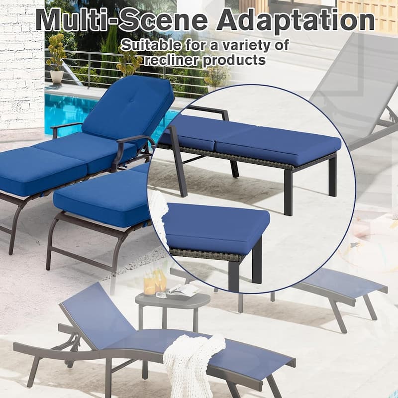 AECOJOY Chaise Lounge Cushions Outdoor Set of 2, Patio Lounge Chair Cushion for Outdoor Furniture
