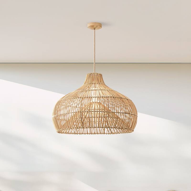 Oceania Brown Rattan Pendant Light – Large Handwoven Ceiling Light Fixture for Living Room, Kitchen in Modern & Coastal Style