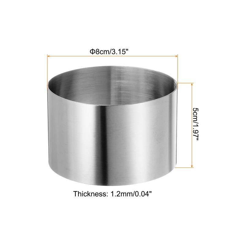 Round Cake Ring Stainless Steel Pastry Mousse Dessert Ring - 3.14 x 2 Inch