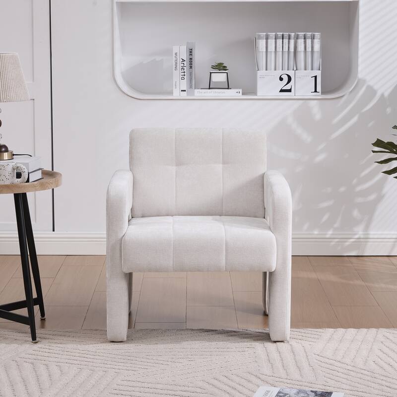 Chenille Upholstered Single Armchair, Ergonomic Lounge Reading Chair, High-density Foam Sofa Chair for Living Room, Bedroom