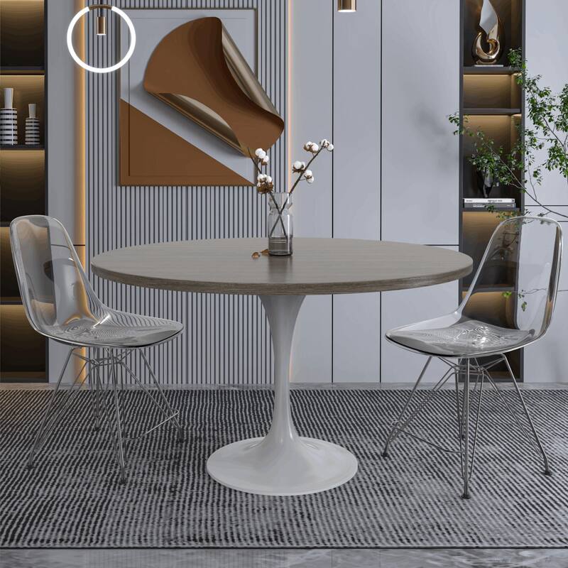 Verve 48" Round Dining Table with MDF Top and White Steel Base - 47.24