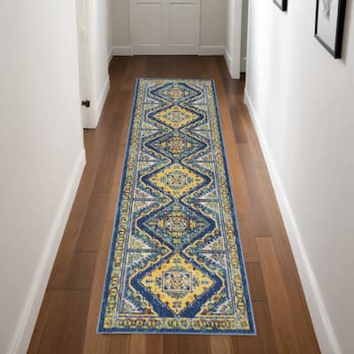 Ganef Power Loomed Geometric Modern Low Pile Durable Area Rug By HomeRoots - 90' X '27' X '0.25