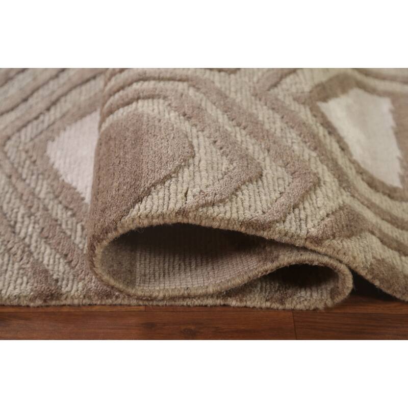 All-Over Modern Area Rug Handmade Wool Carpet - 8'1"x 9'8"