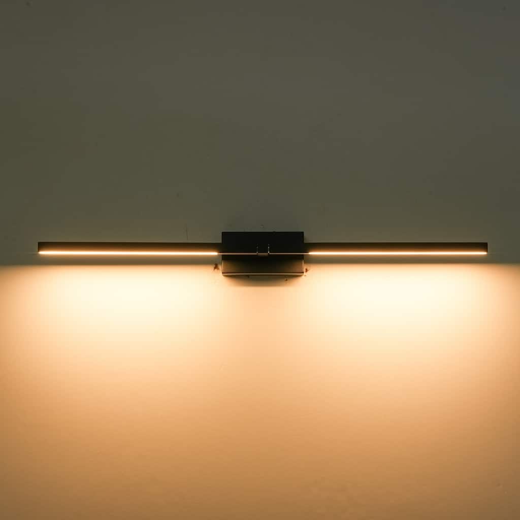 25" Modern Black/Gold LED Wall Sconce - 12W 3000K Warm Light, Linear Fixture for Bedroom & Hallway