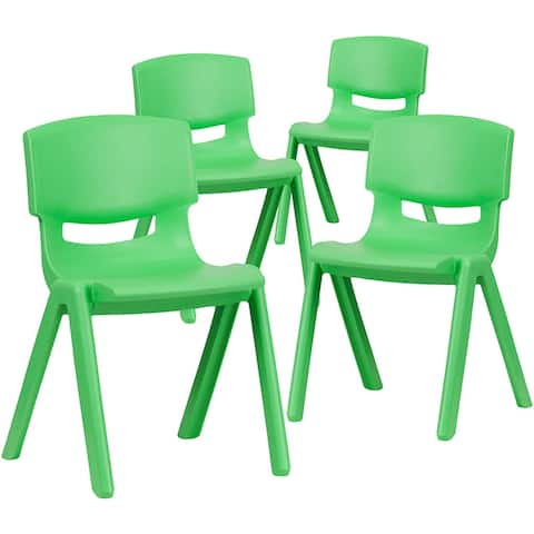 Offex Green Stackable School Chair with 13.25" Seat Height, 4 Pack - 15.75"L x 14.5"W x 23.25"H