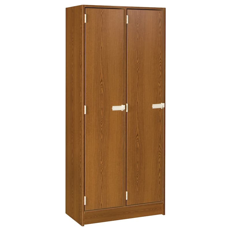 Double Locker with Shelves & Lock - 72" Tall Storage Cabinet - Durable Grey Finish