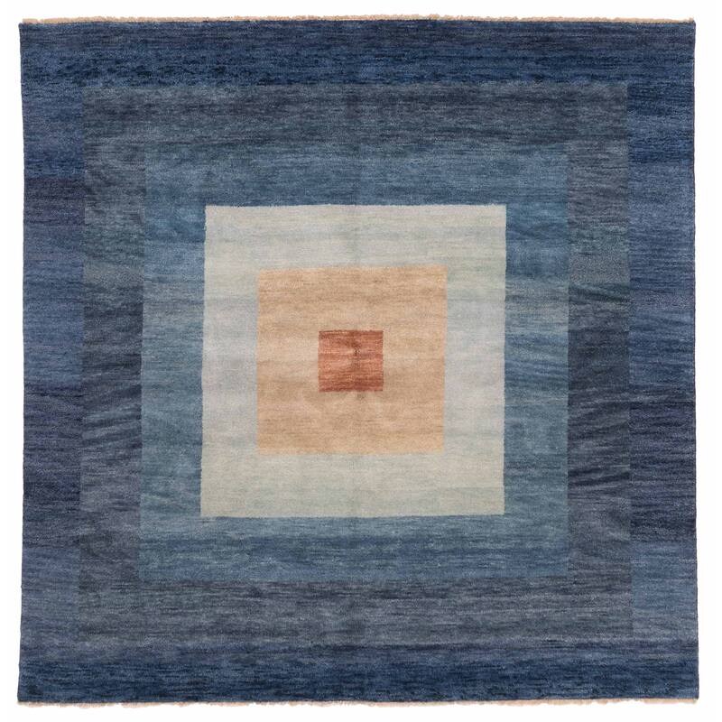 ECARPETGALLERY Hand-knotted Pak Finest Gabbeh Dark Blue Wool Rug - 7'10 x 7'9