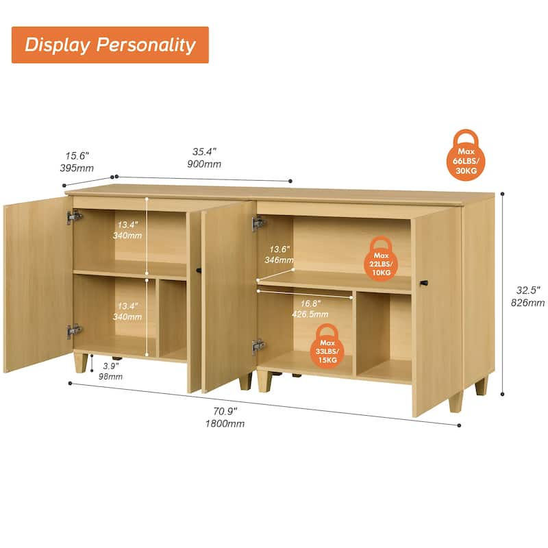 WAMPAT Modern TV Stand, Tall Entertainment Center with Doors