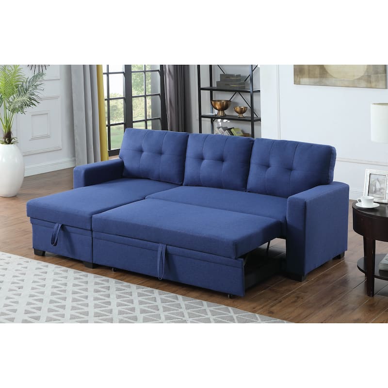 Convertible Upholstered Sectional Sofa With Pull-Out Chaise