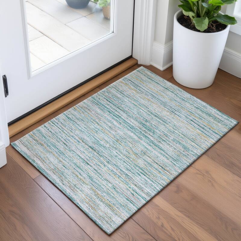 Premium Washable Super Soft Ombre Stripes Mayfield Rug - Teal - 1'8" x 2'6"