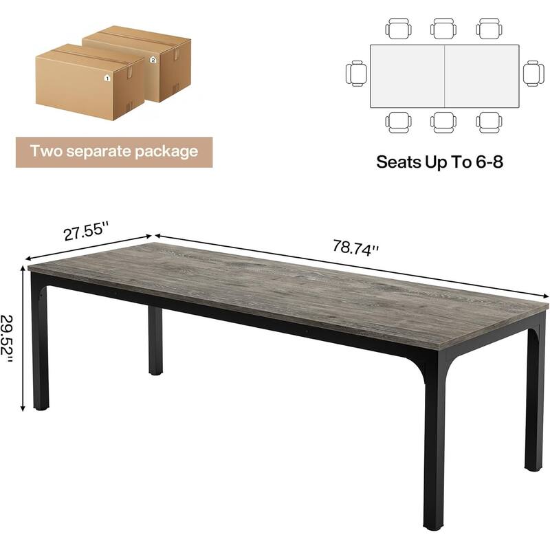 Rectangle 13FT Large Conference Table Set of 2, 78.74-Inch Meeting Seminar Table, Long Business Table