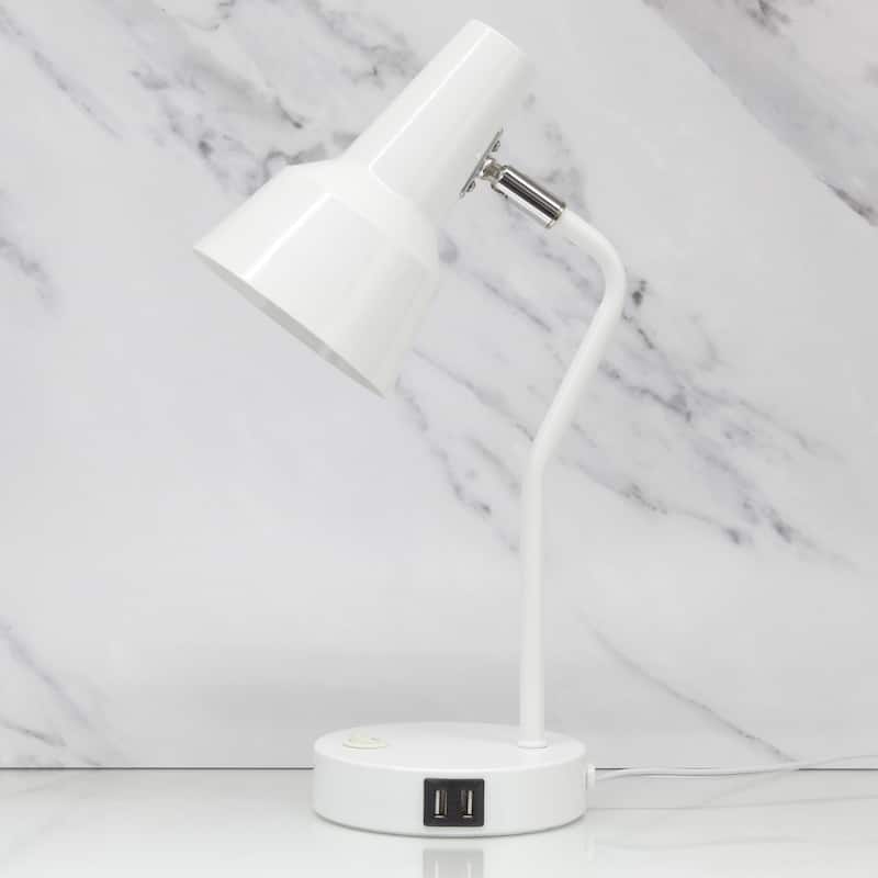 Gooseneck Desk Lamp with Adjustable Shade - 15.25" - White