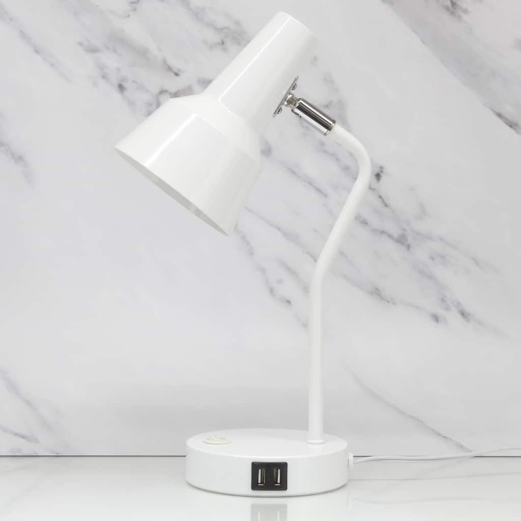 Gooseneck Desk Lamp with Adjustable Shade - 15.25" - White
