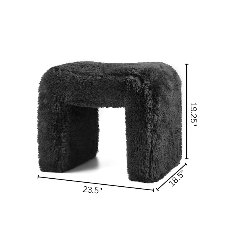 Roundhill Furniture Zorya Faux Fur U-Shaped Ottoman, Set of 2