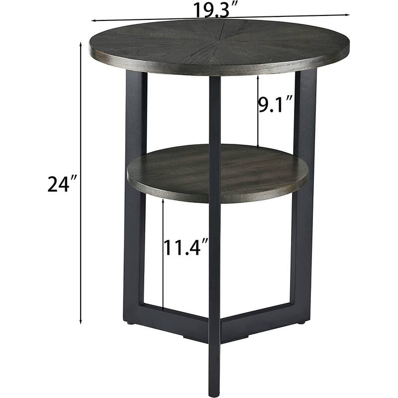 Round Coffee Table with Solid Wood Storage Circle Center Table
