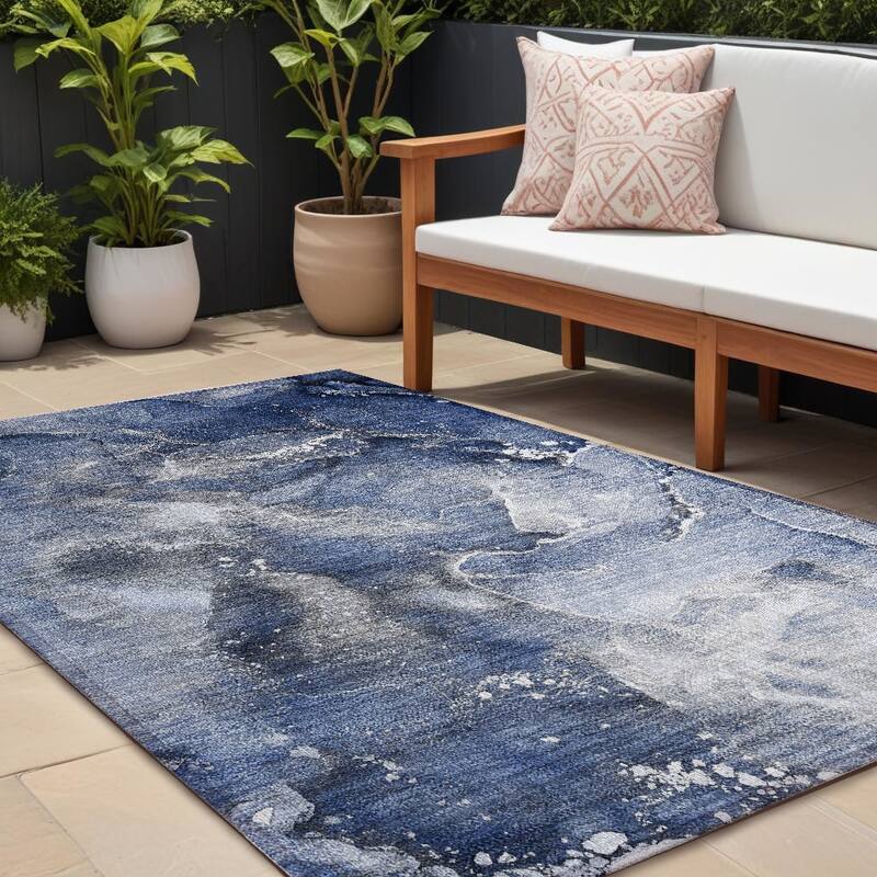 Alto Contemporary Abstract Weather Resistant Timeless Fusion Outdoor Rug - 8' X 10' - Multi