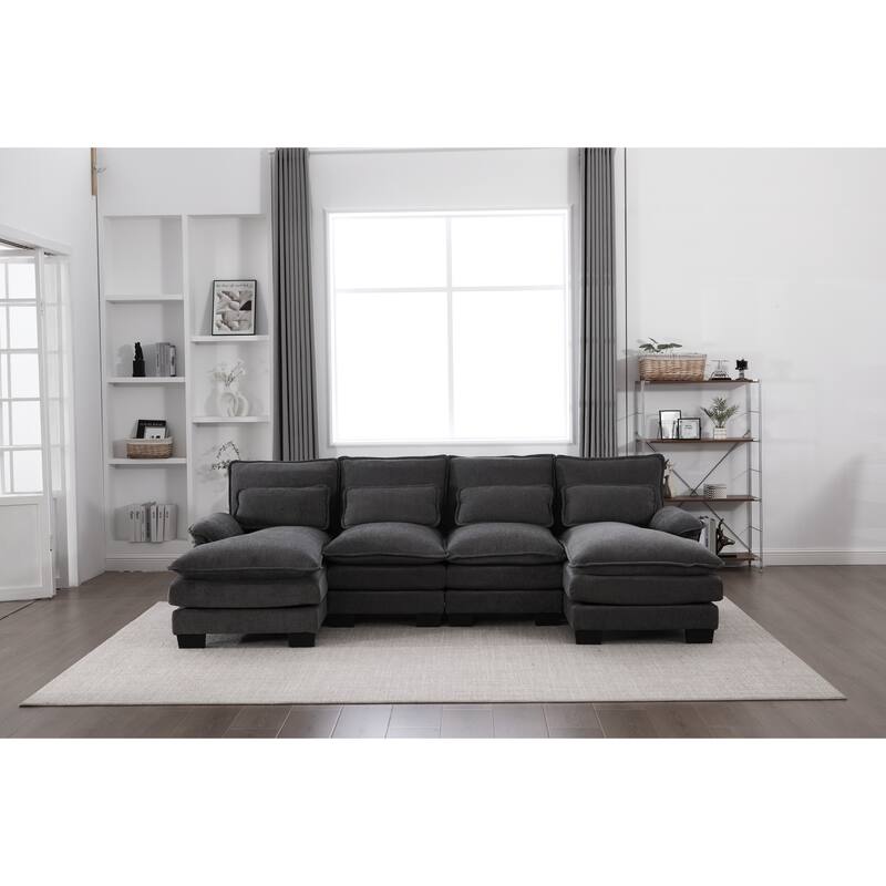 GDFStudio - U Shaped 110" Chenille Modular Cloud Sectional Couches