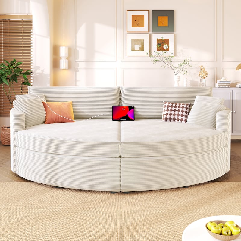 Oversized Double Chaise Lounge Sofa, Sofa Bed Recliner Loveseat Sofa Couch with Deep Seat and USB Ports