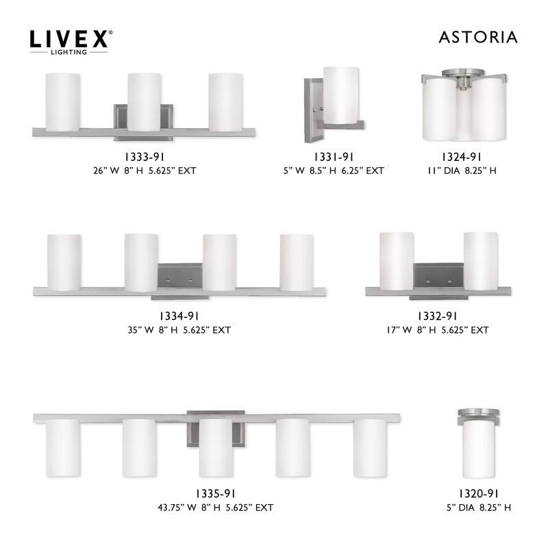 Livex Lighting 3 Light Brushed Nickel Bath Light,1333-91 - 26" W 8" H 5.625" EXT