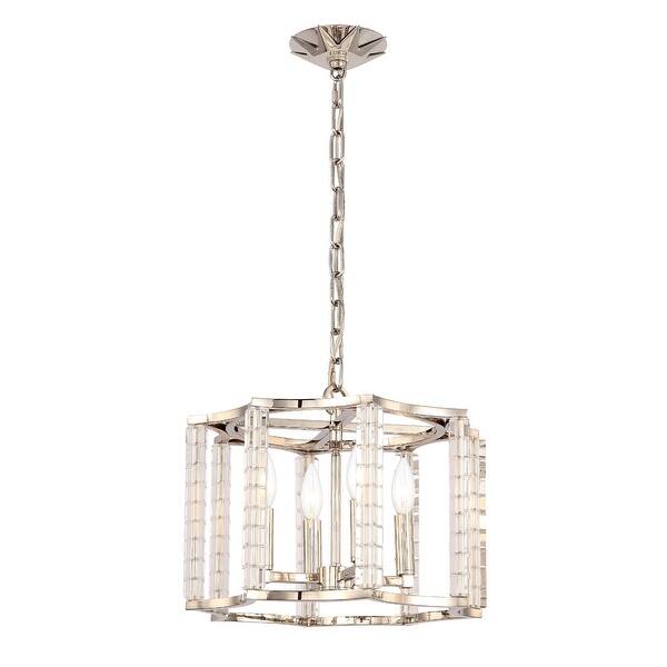 slide 2 of 3, Crystorama Lighting Group Carson 4 Light 16" Wide Cage Chandelier with Polished Nickel