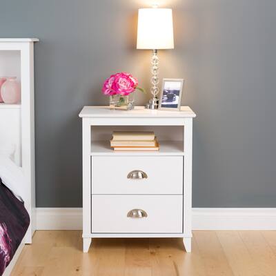 Prepac 2 Drawer Accent Table in White