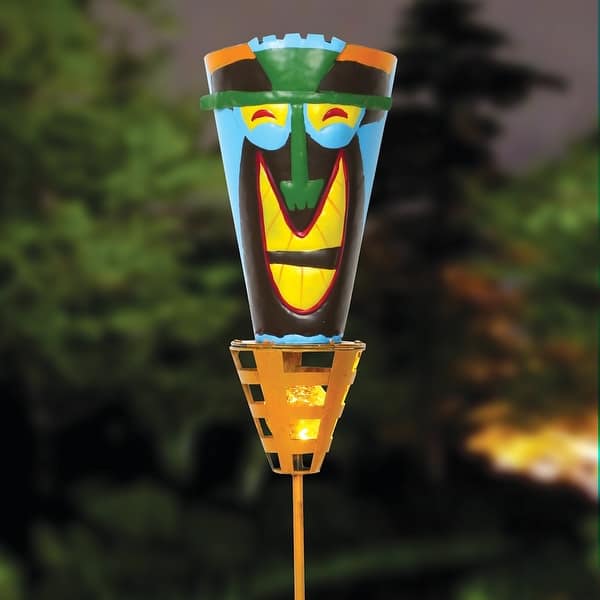Shop Outdoor Tiki Torches Solar Powered Led Light Metal Yard