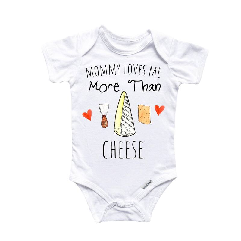 Cheese Mommy Wine - Baby Boy Girl Clothes Infant Bodysuit Funny Cute Newborn - White - 0-3M