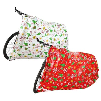 2 PCs Jumbo present Bags 60" x 72" with Gift Tags for Heavy Duty Large Gifts Bags, Holiday Presents Bicycle - Red