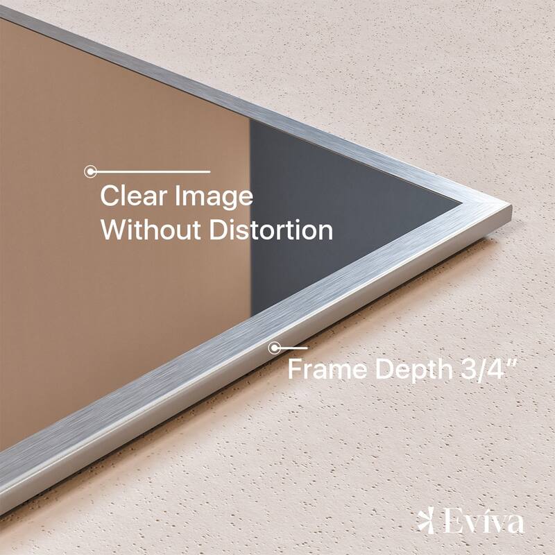 Eviva Sax 47" x 20" Rectangular Brushed Nickel Metal Framed Mirror - Brushed Nickel