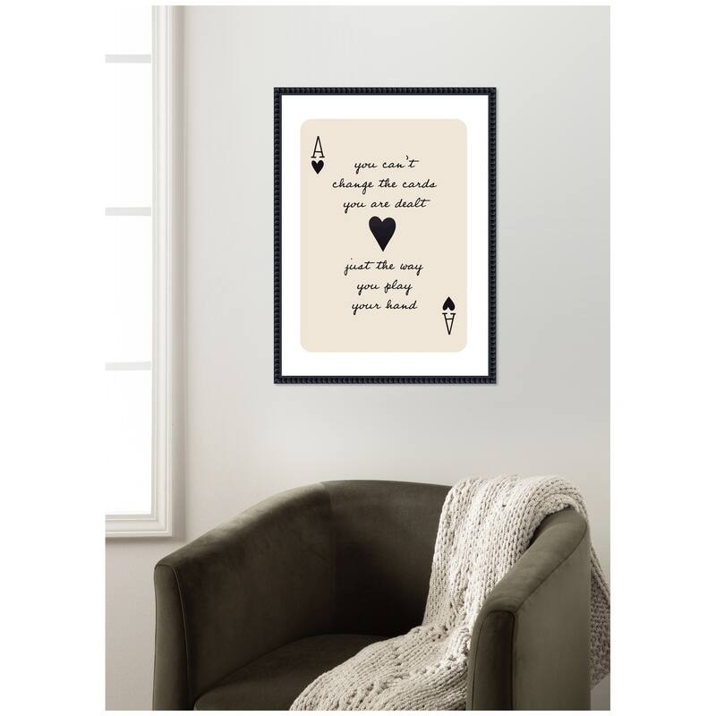 Kate and Laurel Ace of Heart Cards Positive Quote expansion by The Creative Bunch Studio Framed Canvas Wall Art Print