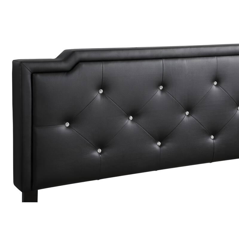 Sleek Black Full Bed with Adjustable Headboard