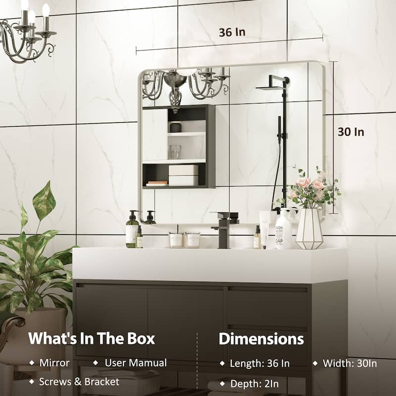 Rectangle Bathroom Mirror for Vanity Wall Mounted Vertical Horizontal Makeup Mirror