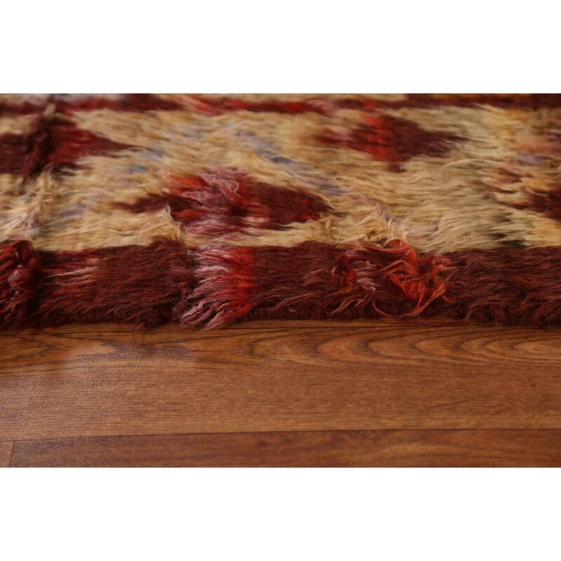 Hand Knotted Oriental 100% Wool Carpet Modern Tribal Red Moroccan Area Rug - 7' 8'' X 5' 8''
