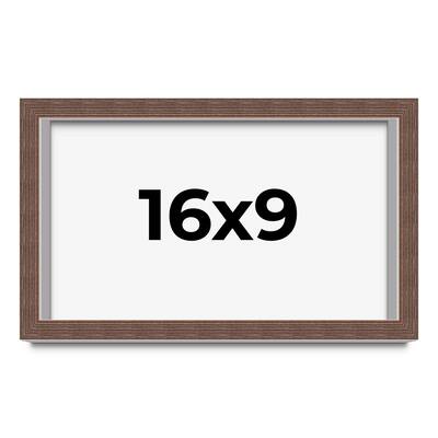 16x9 Shadow Box Frame Brown | 1.125 inches Deep Real Wood Rustic