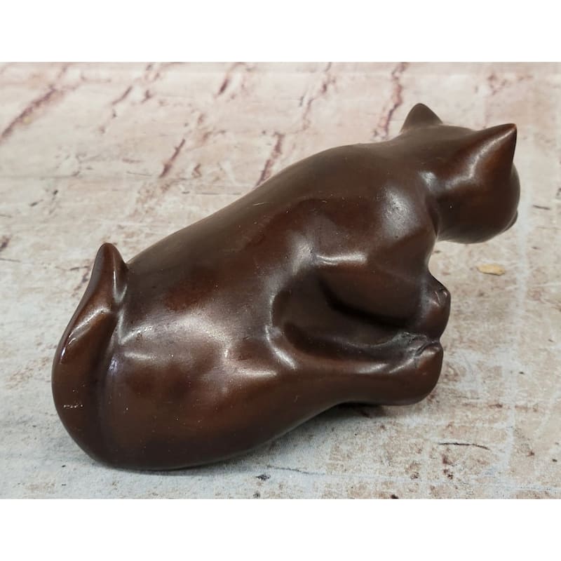 Cat Kitten Sitting On The Edge Bronze Figurine Sculpture Figure Collectible 3 Inches X 6 Inches