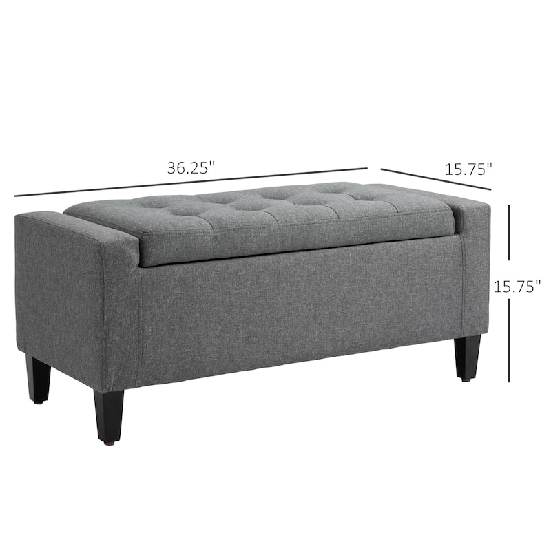 HOMCOM Ottoman Bench Tufted Storage Chest with Flipping Top, 36.25"W x 15.75"D x 15.75"H