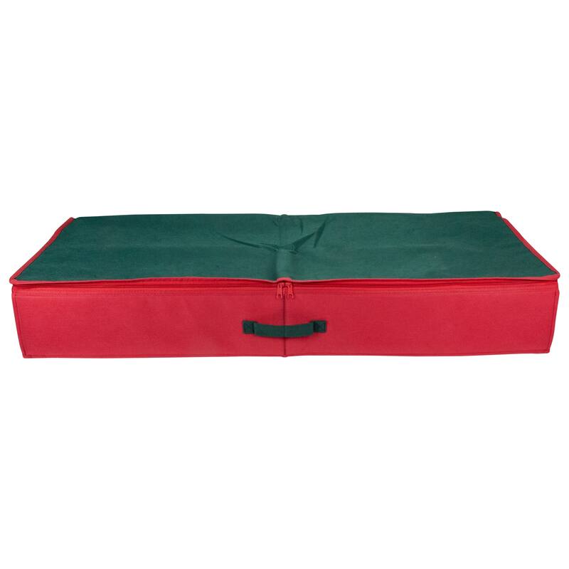 24" Red Green Christmas Storage Bag with Clear Transparent Lid