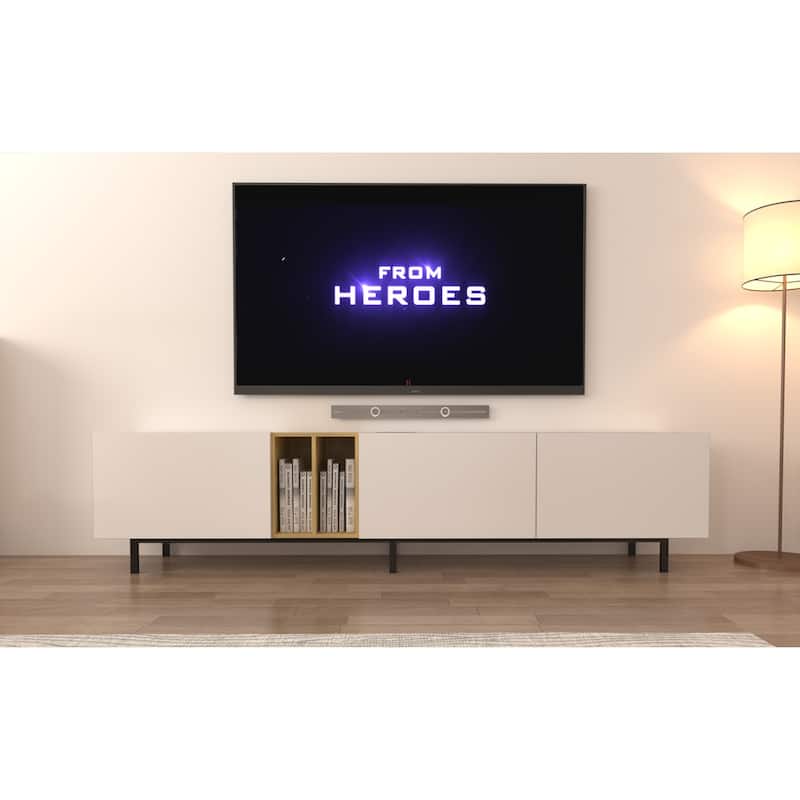 TV Console with Big Storage Cabinets,Modern TV Stand