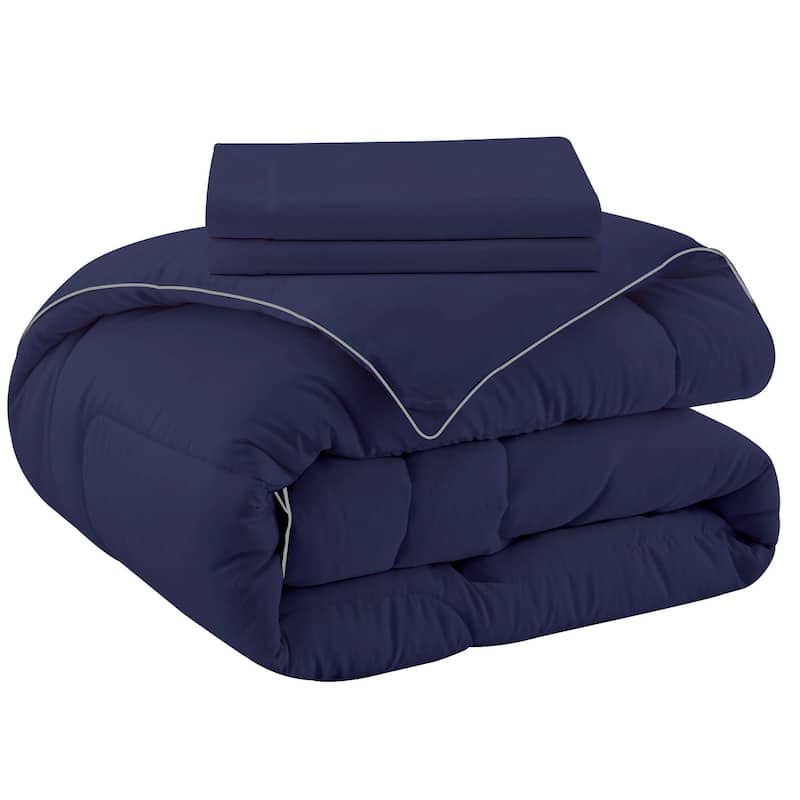 3 Piece Reversible Silky Luxury Soft Satin Comforter with 2 Satin Pillowcases