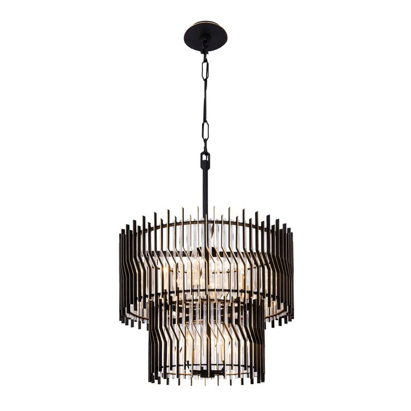 Varaluz Park Row 2-Tier Chandelier - Matte Black/French Gold