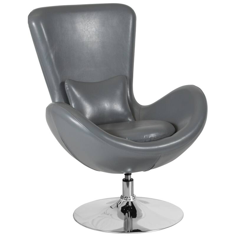 LeatherSoft Swivel Side Reception Chair with Bowed Seat