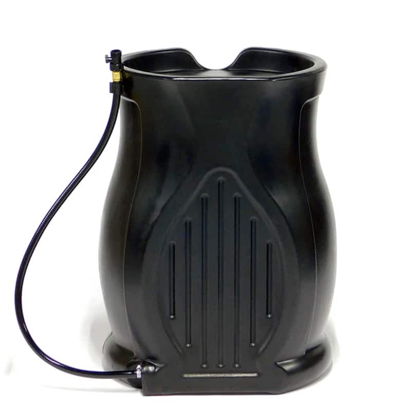 FCMP Outdoor Catalina 45 Gallon Water Catcher Rain Barrel w/ Flat Back, Black - 20