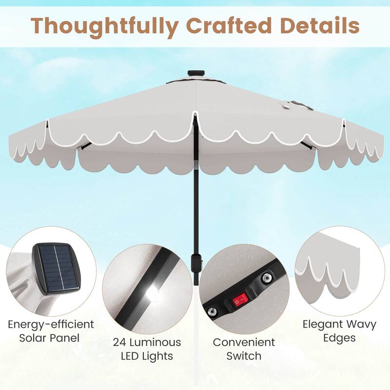 Costway 9.3 FT Solar Patio Umbrella Outdoor Market Sunshade with 24 - See Details