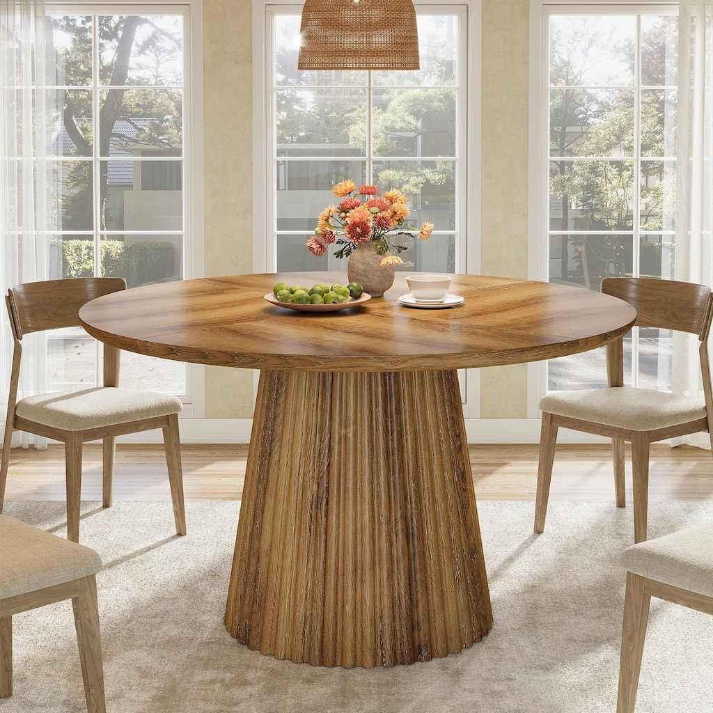 Wood Dining Table, Round Kitchen Table, Living Room Bistro Dinner Accent Table
